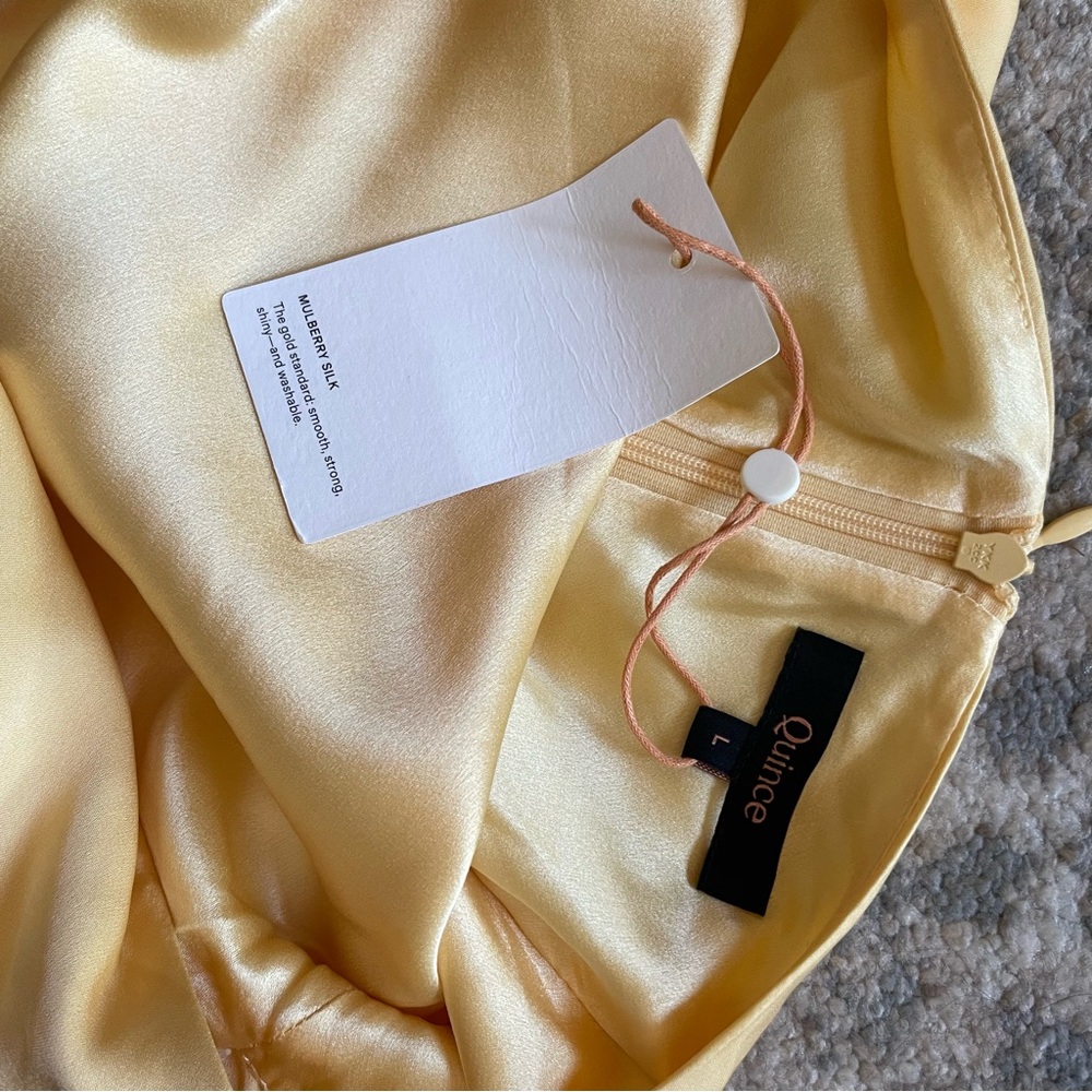 Quince Washable Stretch Silk High Neck Midi Dress Butter Yellow Large NWT - Picture 14 of 16